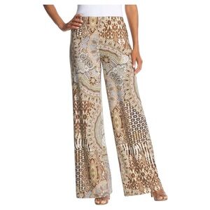 Chico's Brown and Cream Paisley Wide-Leg Pants size 0